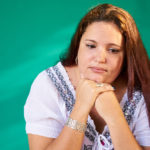 People Expressions Sad Worried Depressed Overweight Latina Woman