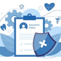 Health insurance concept. Big clipboard with document on it. Healthcare, finance and medical service. Isolated vector illustration in cartoon style Health insurance concept. Big clipboard with document on it. Healthcare, finance and medical service. Isolated vector illustration in cartoon style