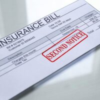 Insurance bill second notice, seal stamped on document, payment Insurance bill second notice, seal stamped on document, payment