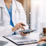 Doctors use a service fee calculator to save money on health insurance, drug cost concepts. Doctors use a service fee calculator to save money on health insurance, drug cost concepts.