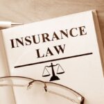 Book with words Insurance Law and glasses. Book with words Insurance Law and glasses.
